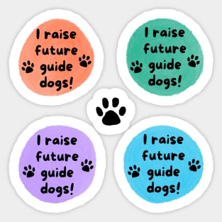 I Raise Future Guide Dogs Circles - Orange, Purple, Green, Blue - Paw Prints Sticker